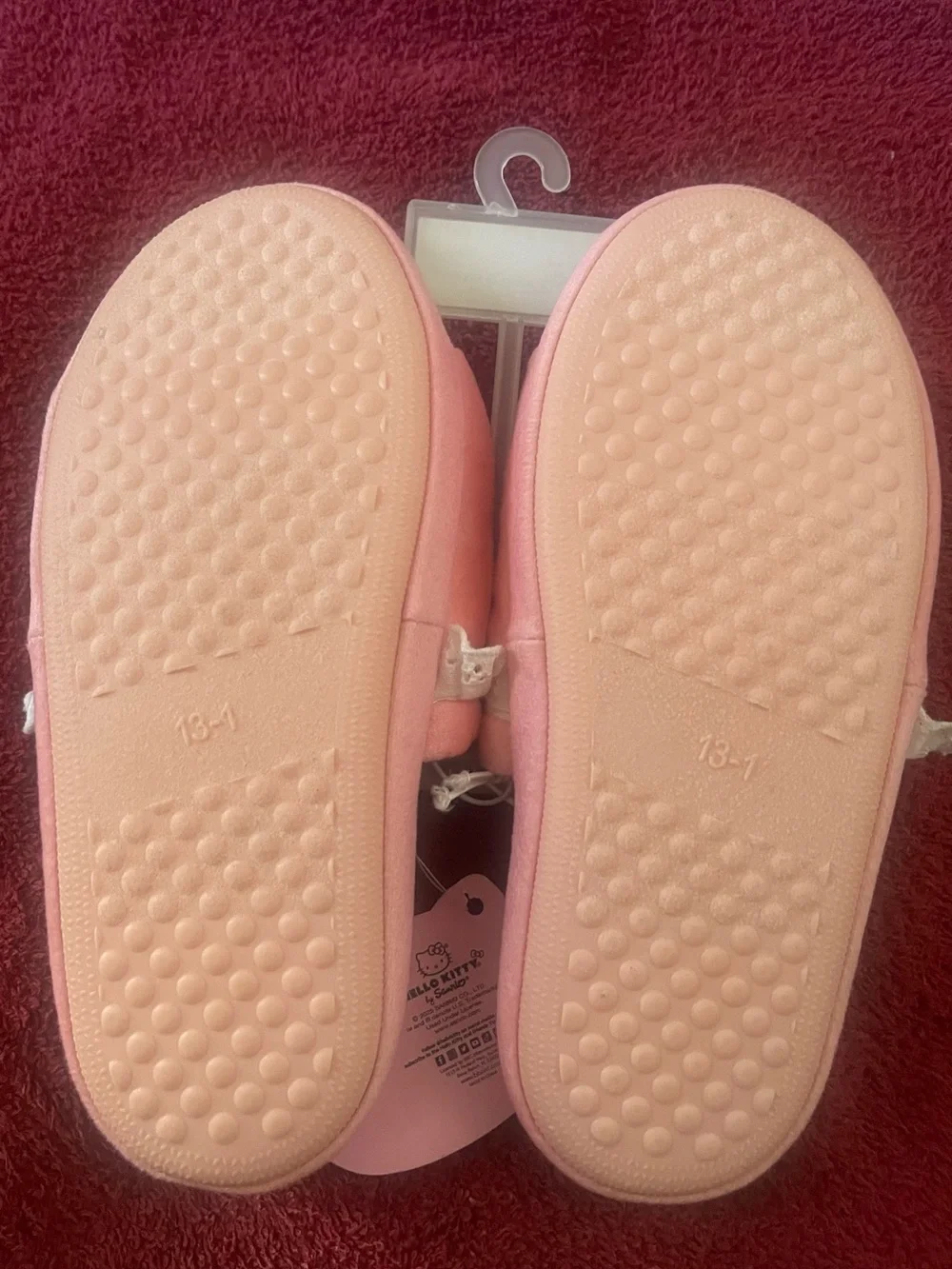 Hello Kitty Pink and Red Plush Indoor Slippers